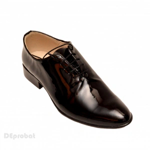 Pantofi barbatesti negri lacuiti din piele naturala casual-eleganti 