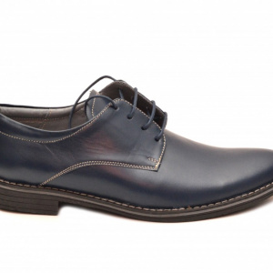 Pantofi barbati piele naturala bleumarin casual-eleganti cu siret cod P69BL - Img 3