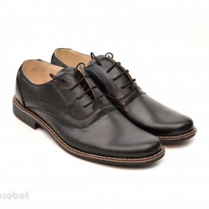 Pantofi barbati piele naturala negri casual-eleganti cu siret cod P22