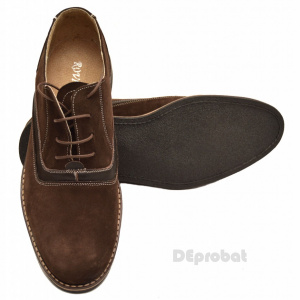 Pantofi barbati piele naturala velur maro casual-eleganti cu siret cod P17 - Img 5