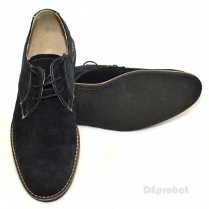 Pantofi barbati piele naturala velur negri casual-eleganti cu siret