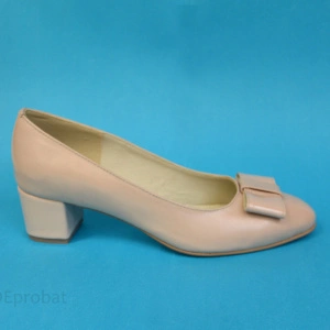 Pantofi bej dama casual-eleganti din piele naturala