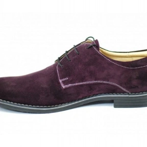 Pantofi bordo barbati piele naturala velur casual-office