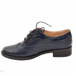 Pantofi dama bleumarin casual-eleganti din piele naturala Oxford