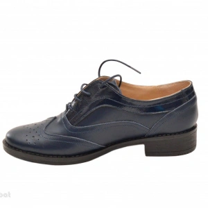 Pantofi dama bleumarin casual-eleganti din piele naturala Oxford