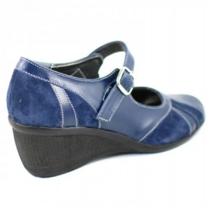 Pantofi dama bleumarin din piele naturala cu platforma