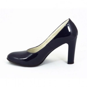 Pantofi dama bleumarin eleganti din piele naturala lacuita cu toc de 9 cm