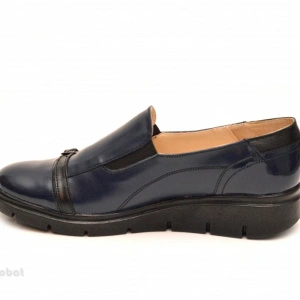 Pantofi dama bleumarin sport-casual din piele naturala cu elastic