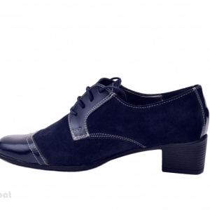 Pantofi dama eleganti bleumarin din piele naturala cu toc 4 cm