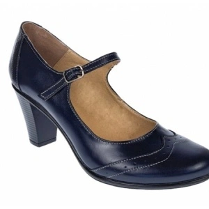 Pantofi dama eleganti din piele naturala Bleumarin cu toc de 5 cm cod P143BL