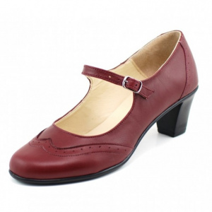 Pantofi dama eleganti din piele naturala grena cu toc de 5 cm