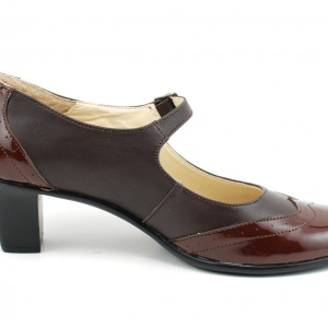 Pantofi dama eleganti din piele naturala maro cu toc de 5 cm
