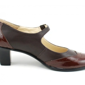 Pantofi dama eleganti din piele naturala maro cu toc de 5 cm