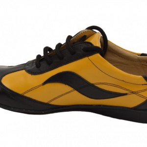 Pantofi dama galben din piele naturala cu siret cod P29 - Img 4