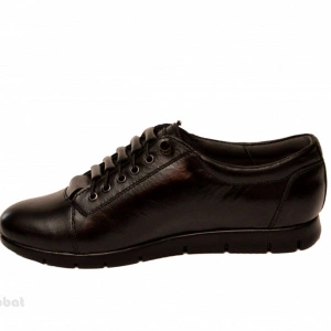Pantofi dama negri cu siret elastic din piele naturala