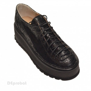 Pantofi dama negri cu talpa inalta 5,5 cm din piele naturala