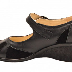 Pantofi dama negri din piele naturala cu platforma cod P40N - Made in Romania - Img 4