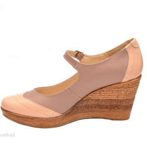 Pantofi dama piele naturala bej cu platforma cod P113 - Img 4