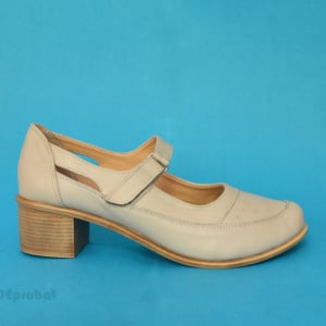Pantofi dama piele naturala bej cu platforma 