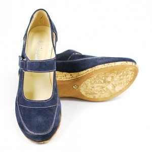 Pantofi dama piele naturala bleumarin velur cu platforma