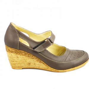Pantofi dama piele naturala gri cu platforma