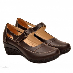 Pantofi dama piele naturala maro cu platforma cod P15M - Made in Romania