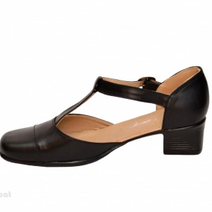 Pantofi dama piele naturala negri cu bareta