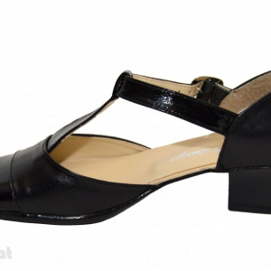 Pantofi dama piele naturala negri cu bareta cod P26 - Img 2