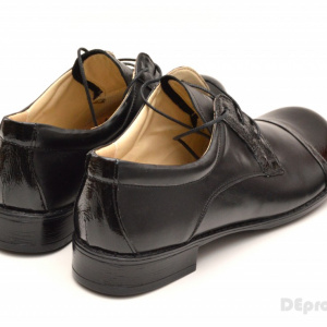 Pantofi dama piele naturala negri cu siret
