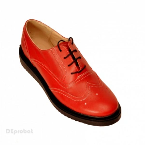 Pantofi dama rosii casual-eleganti din piele naturala Oxford