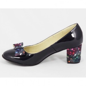 Pantofi eleganti dama bleumarin lacuiti din piele naturala