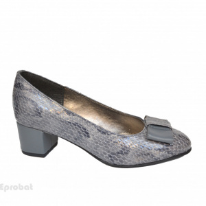 Pantofi gri dama eleganti din piele naturala