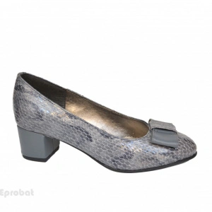 Pantofi gri dama eleganti din piele naturala