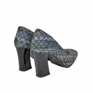 Pantofi multicolori dama eleganti din piele naturala