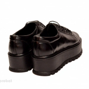 Pantofi negri dama cu talpa inalta 5,5 cm din piele naturala