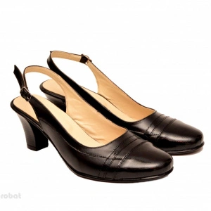 Pantofi negri dama eleganti lucrati manual piele naturala cod P148