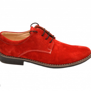 Pantofi rosii barbati piele naturala velur casual-office