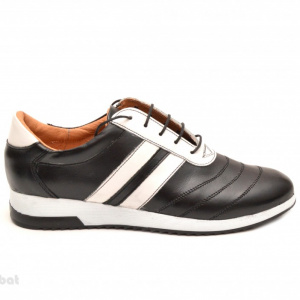 Pantofi sport dama piele naturala negru cu alb
