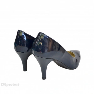 Pantofi stiletto bleumarin lacuiti dama eleganti din piele naturala