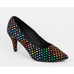 Pantofi stiletto multicolori dama eleganti din piele naturala cod P314
