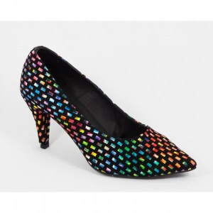 Pantofi stiletto multicolori dama eleganti din piele naturala cod P314
