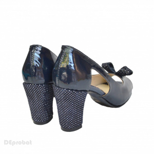 Sandale bleumarin dama din piele naturala toc aplicat 7 cm cod S317 - Img 2