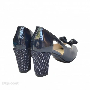 Sandale bleumarin dama din piele naturala toc aplicat 7 cm