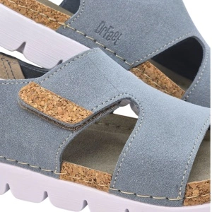 Sandale Dr Feet 9016 albastru deschis cu detalii de pluta - dama