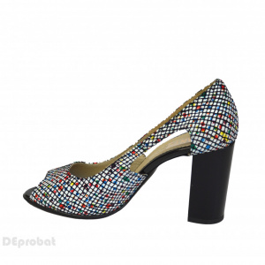Sandale damă multicolore din piele naturală – Toc 8 cm