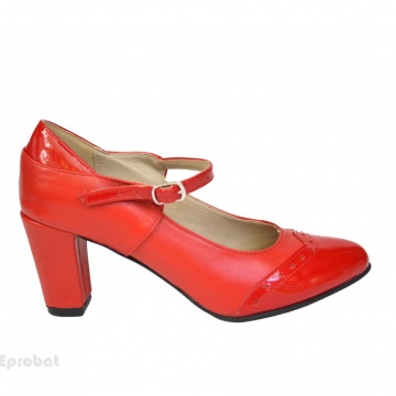 Pantofi rosii dama eleganti din piele naturala