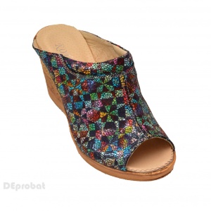 37 - Saboti dama piele naturala Multicolori cu varf decupat cod SB31 - Lichidare Stoc - Img 5