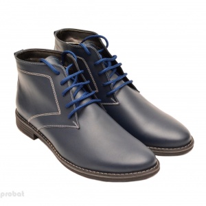 38 - Ghete barbati piele naturala Bleumarin casual-elegante cu siret cod LSG31BL