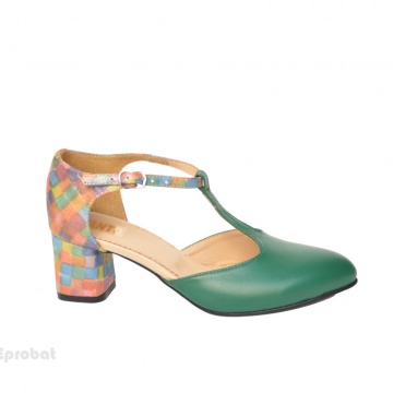 Pantofi dama eleganti din piele naturala, culori combinate