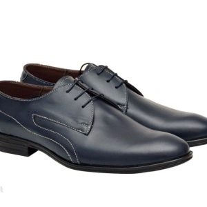 42 - Pantofi barbatesti bleumarin lucrati manual piele naturala cod LSP154BL - Editie de LUX - Lichidare Stoc